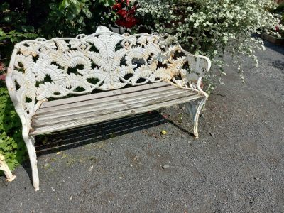 A Victorian cast iron bench in the Colebrookdale Fern & Blackberry design. Three-seater size. approx 134cm length. 
REF MIT15623851
Price £2200