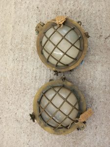 Original vintage Japanese ship's bulkhead lights. Two available. Approx 23xm diameter. £130 each