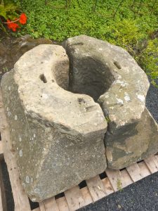 A two-piece sandstone chimney surround with multiple possible uses. Perhaps use as a water feature, as a planter, or separate the halves and use each as an informal garden seat. The base is around 92cm square and roughly 40cm in height. REF HH18725-163 £385