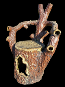 Rare antique Victorian salt-glazed "Fantasy Seat" in the Faux Bois style. Probably Scottish made