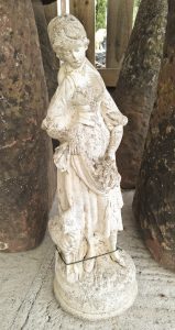 Vintage Lady with Lamb Statue