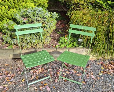 Pair Green Bistro Chairs